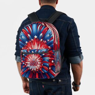 Amerika's 250e Verjaardag 1776-2026 RWB-Vuurwerk Bedrukte Rugzak