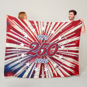 Amerika's 250e verjaardag 1776-2026 RWB-Vuurwerk Fleece Deken
