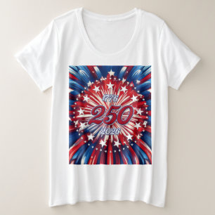 Amerika's 250e verjaardag 1776-2026 RWB-Vuurwerk  Grote Maat T-shirt