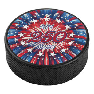 Amerika's 250e verjaardag 1776-2026 RWB-Vuurwerk Hockey Puck