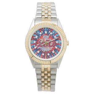 Amerika's 250e verjaardag 1776-2026 RWB-Vuurwerk Horloge
