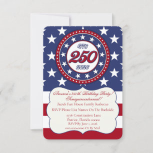 Amerika's 250e verjaardag 1776-2026 RWB-Vuurwerk Kaart
