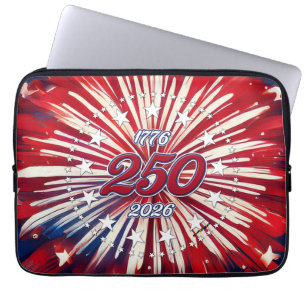 Amerika's 250e Verjaardag 1776-2026 RWB-Vuurwerk Laptop Sleeve