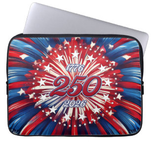 Amerika's 250e verjaardag 1776-2026 RWB-Vuurwerk Laptop Sleeve