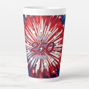 Amerika's 250e verjaardag 1776-2026 RWB-Vuurwerk Latte Mok