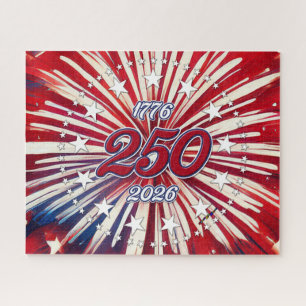 Amerika's 250e verjaardag 1776-2026 RWB-vuurwerk Legpuzzel