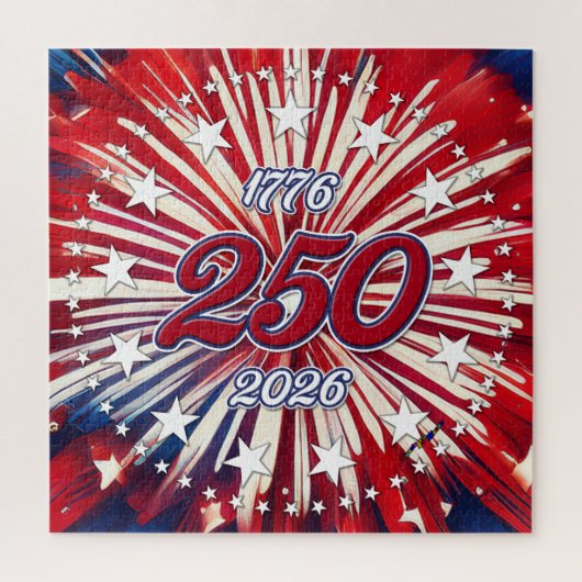 Amerika's 250e Verjaardag 1776-2026 RWB-Vuurwerk Legpuzzel (Verticaal)