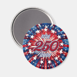 Amerika's 250e verjaardag 1776-2026 RWB-Vuurwerk Magneet