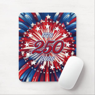 Amerika's 250e verjaardag 1776-2026 RWB-Vuurwerk Muismat
