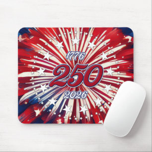 Amerika's 250e Verjaardag 1776-2026 RWB-Vuurwerk Muismat