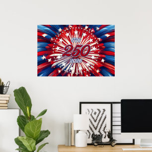 Amerika's 250e verjaardag 1776-2026 RWB Vuurwerk P Poster