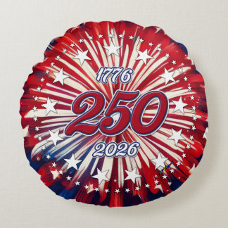 Amerika's 250e verjaardag 1776-2026 RWB-vuurwerk Rond Kussen