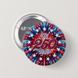 Amerika's 250e verjaardag 1776-2026 RWB-Vuurwerk Ronde Button 5,7 Cm