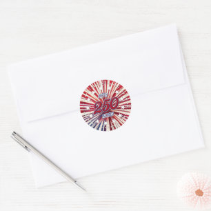 Amerika's 250e verjaardag 1776-2026 RWB-Vuurwerk Ronde Sticker