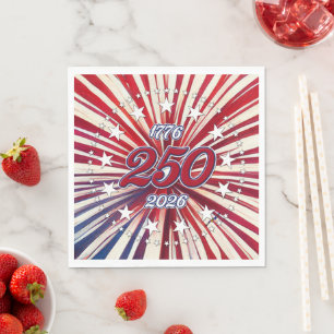 Amerika's 250e Verjaardag 1776-2026 RWB-Vuurwerk Servet