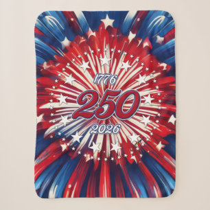 Amerika's 250e verjaardag 1776-2026 RWB-Vuurwerk Sherpa Deken