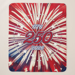 Amerika's 250e verjaardag 1776-2026 RWB-Vuurwerk Sherpa Deken