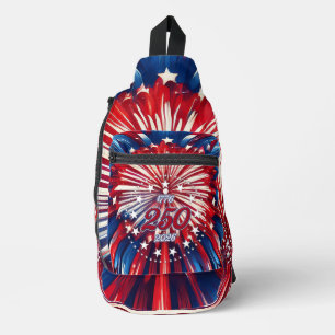 Amerika's 250e Verjaardag 1776-2026 RWB-Vuurwerk Sling Bag
