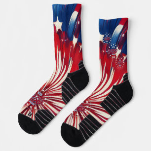 Amerika's 250e Verjaardag 1776-2026 RWB-Vuurwerk Sokken