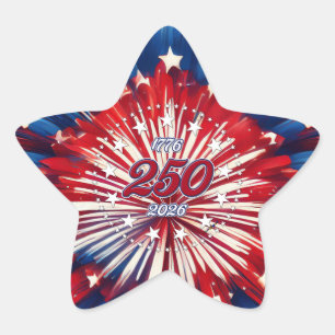 Amerika's 250e Verjaardag 1776-2026 RWB-Vuurwerk Ster Sticker