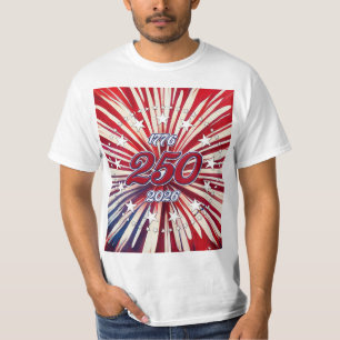 Amerika's 250e verjaardag 1776-2026 RWB-Vuurwerk  T-shirt