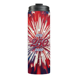 Amerika's 250e Verjaardag 1776-2026 RWB-Vuurwerk Thermosbeker
