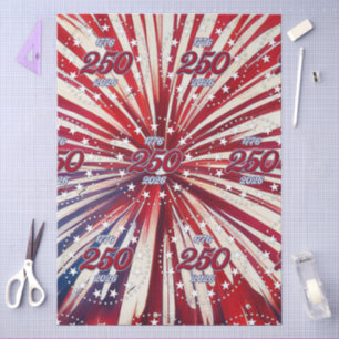 Amerika's 250e verjaardag 1776-2026 RWB-Vuurwerk Tissuepapier
