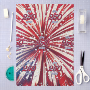 Amerika's 250e verjaardag 1776-2026 RWB-Vuurwerk Tissuepapier