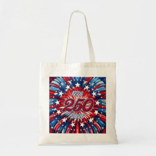 Amerika's 250e verjaardag 1776-2026 RWB-Vuurwerk Tote Bag