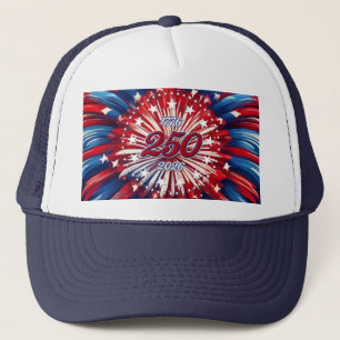 Amerika's 250e verjaardag 1776-2026 RWB-Vuurwerk Trucker Pet