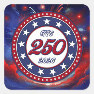 Amerika's 250e verjaardag Grafische vuurwerk wolke Vierkante Sticker