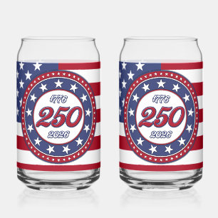Amerika's 250e verjaardag met de vlag van de VS Blikvorm Glas