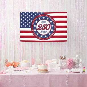 Amerika's 250e verjaardag met de vlag van de VS Spandoek