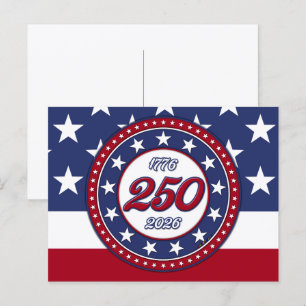 Amerika's 250e verjaardag met de vlag van de VS Uitnodiging Briefkaart