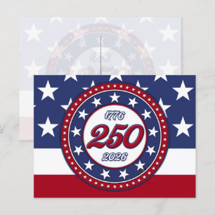 Amerika's 250e verjaardag met de vlag van de VS Uitnodiging Briefkaart