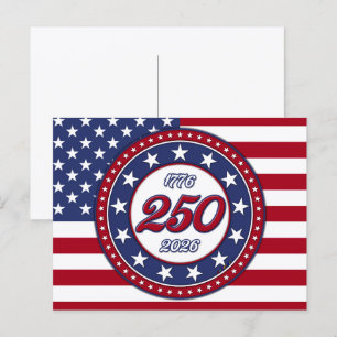 Amerika's 250e verjaardag met de vlag van de VS Uitnodiging Briefkaart