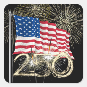 Amerika's 250e verjaardag met vonken vierkante sticker
