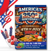Amerika's 250e verjaardag Patriottische BBQ uitnod