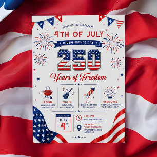 Amerika's 250e Verjaardag Patriottische Feest Kaart