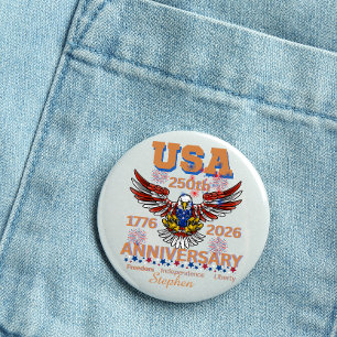 Amerika's 250e verjaardag steenarend 4 juli ronde button 3,2 cm