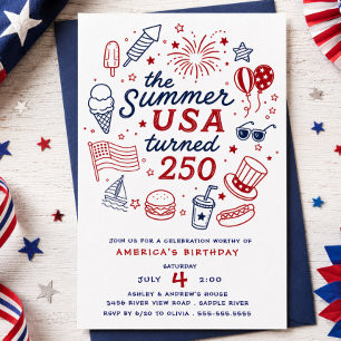 Amerika's 250e verjaardagsfeest kaart