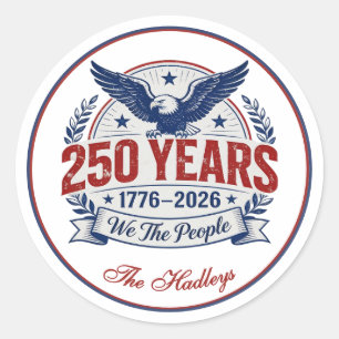 Amerika's 250e Verjaardagsnaam Ronde Sticker