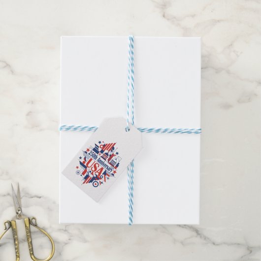 Amerika's 250ste verjaardag cadeaulabel (Met Touw)