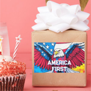 Amerika's eerste patriottische adelaar rechthoekige sticker
