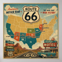 Amerika's Moederweg Vintage Kaart
