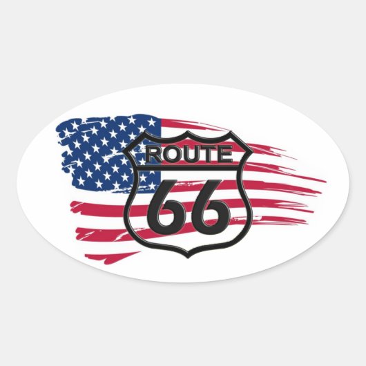 Amerikas Route 66 Ovale Sticker (Voorkant)
