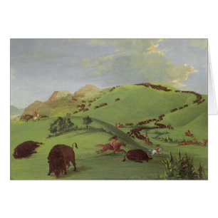 Amérindiens vintages, chasse à Buffalo par Catlin