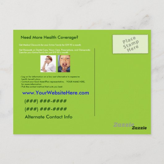 AmeriPlan Health Coverage Postcard Briefkaart (Achterkant)