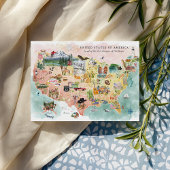 Amérique | Carte de l'aquarelle illustrée USA