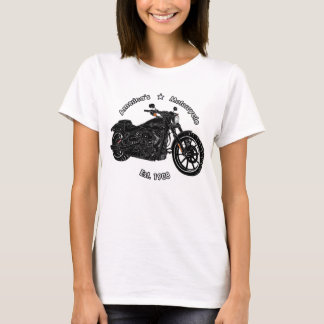 Amérique : Le haut blanc noir de la moto